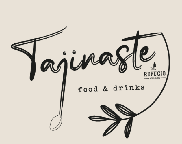 Logo de Tajinaste, comida y bebidas en el comedor francés del Hotel Rural El Refugio.